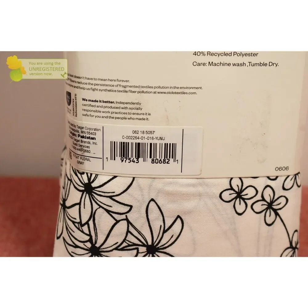 Room Essentials Easy Care Cotton Blend Sateen Flat Sheet Gray Floral King-